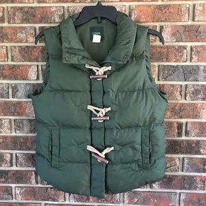 J. Crew Olive Down Puffer Toggles Vest